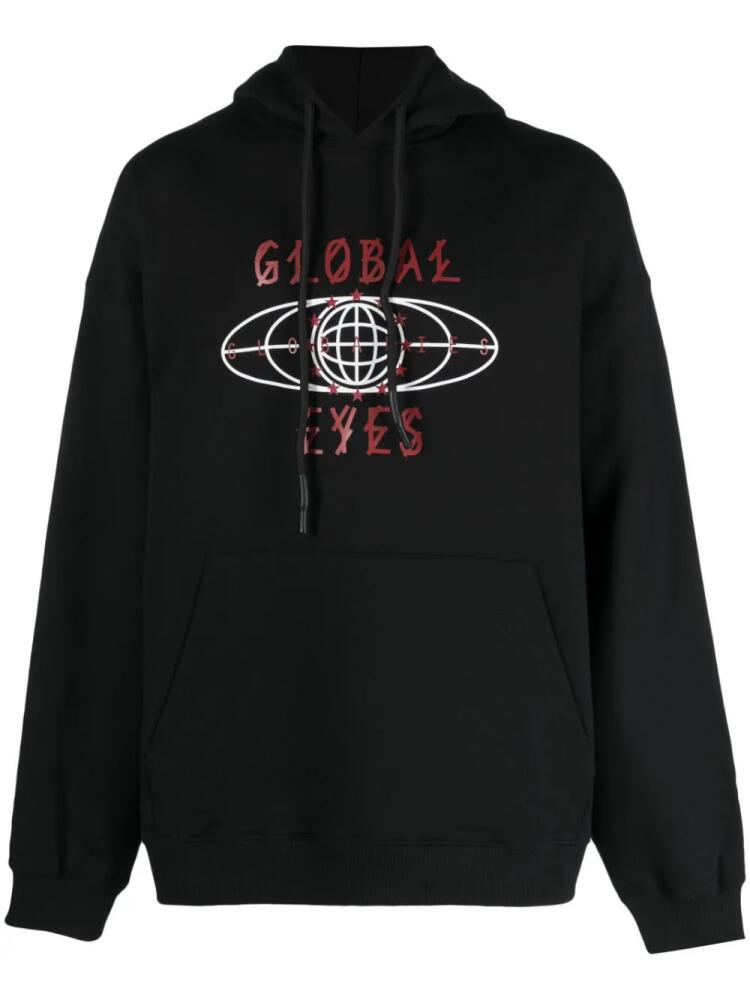 44 LABEL GROUP graphic-print cotton hoodie - Black Cover