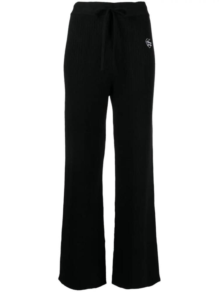 CHOCOOLATE logo-embroidered ribbed trousers - Black Cover