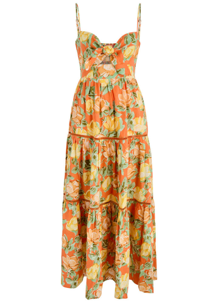 Kitri Immy Printed Linen-blend Maxi Dress - Orange Cover