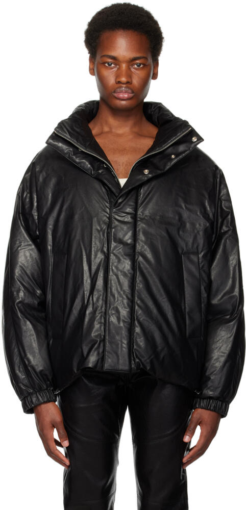 System Black Zip Faux-Leather Down Jacket Cover