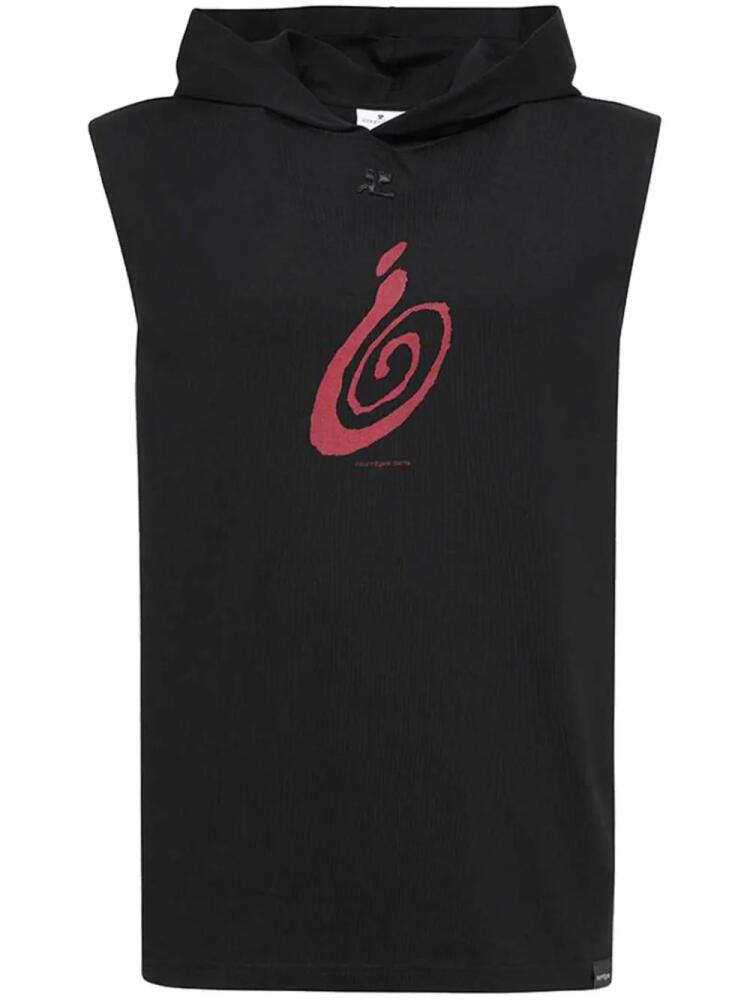 Courrèges logo-appliqué sleeveless hoodie - Black Cover