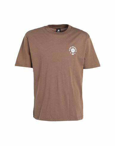 New Balance Hoops Essentials T-shirt Man T-shirt Brown Cotton Cover