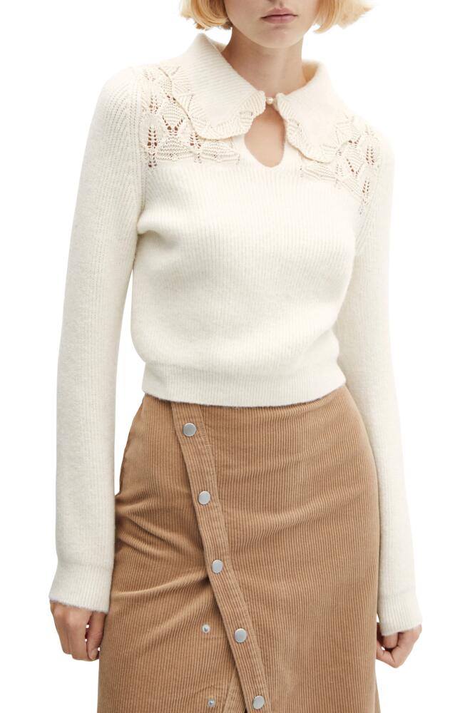 MANGO Openwork Rib Sweater in Ecru Cover