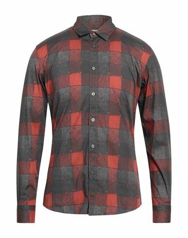 Grey Daniele Alessandrini Man Shirt Brick red Size 15 ¾ Cotton, Elastane Cover