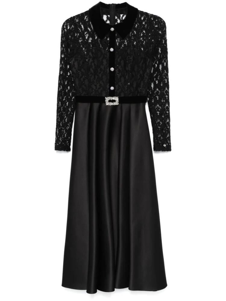 NISSA crystal-embellished taffeta midi dress - Black Cover