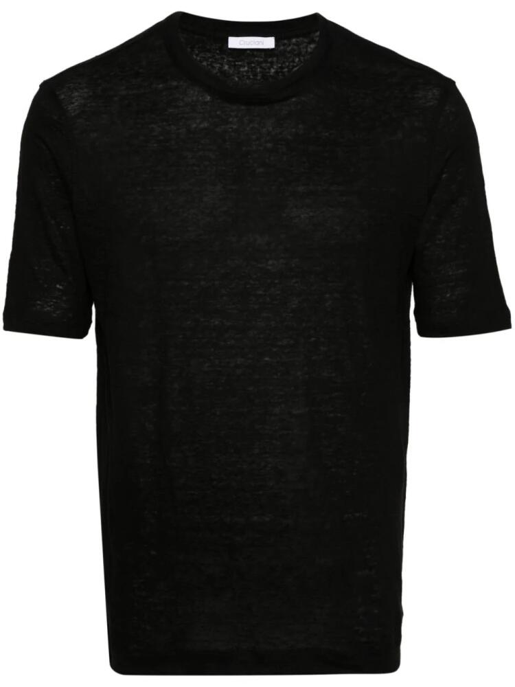 Cruciani crew-neck linen T-shirt - Black Cover