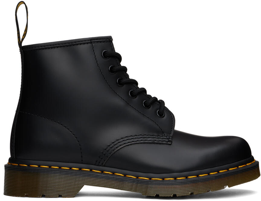 Dr. Martens Black 101 Yellow Stitch Ankle Boots Cover