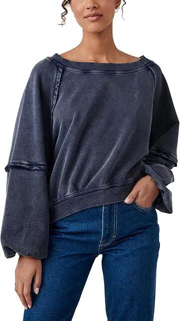 Free People Sweet Deets Sweatshirt (Navy) Women's Clothing Cover