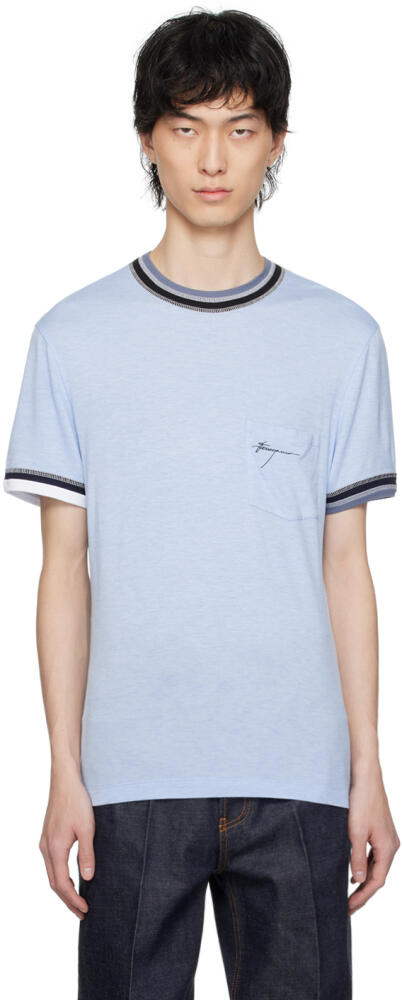 Ferragamo Blue Embroidered T-Shirt Cover