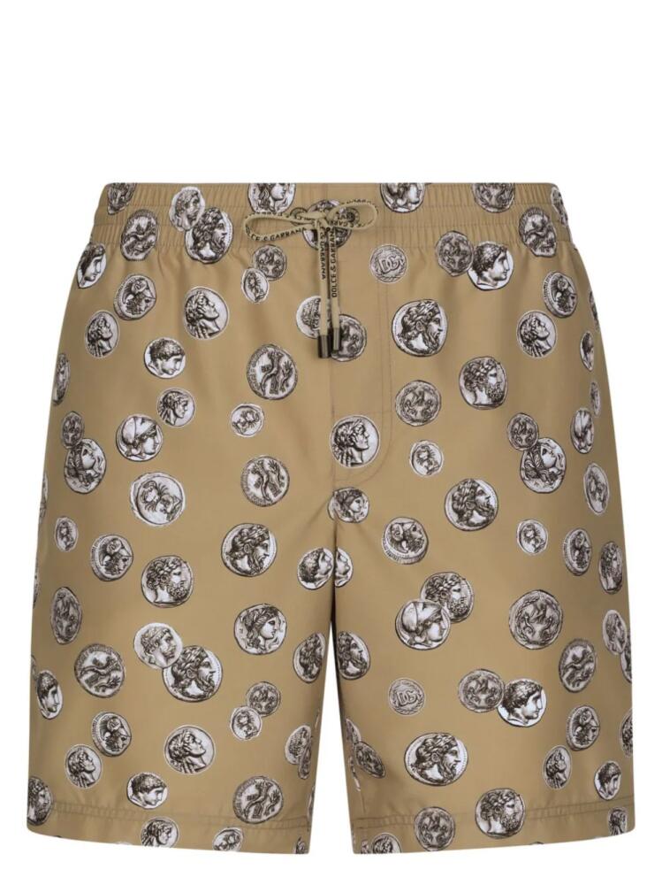 Dolce & Gabbana motif-print swim shorts - Brown Cover