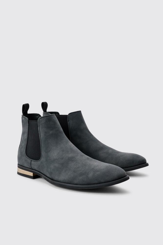 boohoo Mens Faux Suede Chelsea Boot In Black Cover