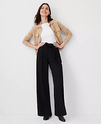 Ann Taylor The Tie Waist Pleated Wide Leg Pant Cover