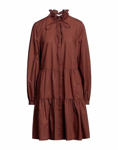 Ivy Oak Woman Mini dress Brown Organic cotton Cover