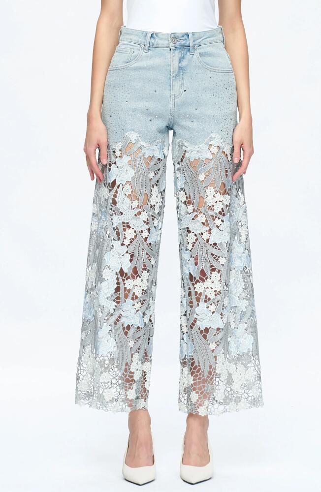 Bayeas High Waist Crystal Embellished Lace Leg Jeans in Lesley Blue Cover