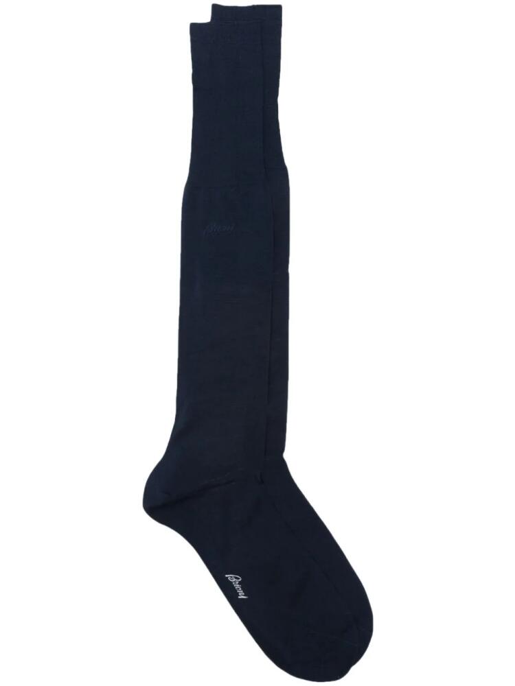 Brioni logo-embroidered socks - Blue Cover