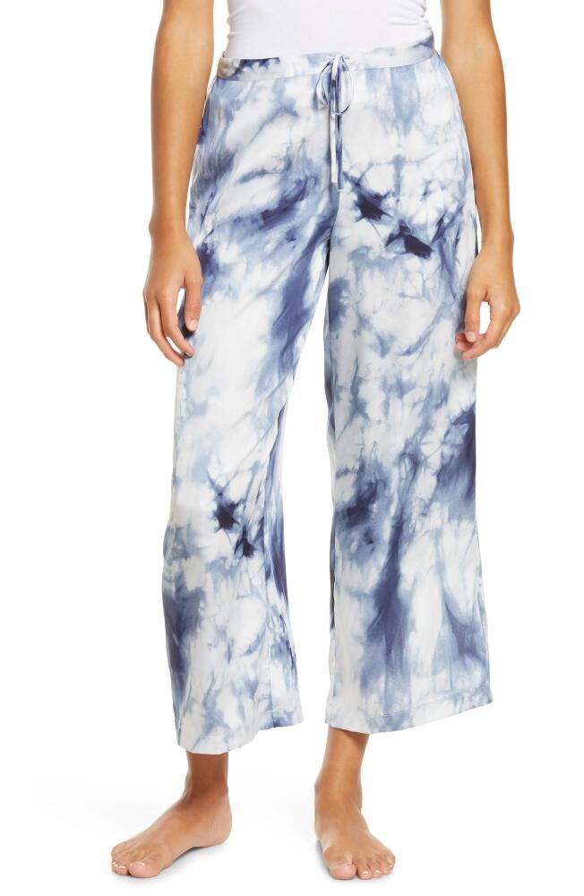 Natori Sora Tie Dye Wide Leg Satin Pajama Pants in Indigo Cover