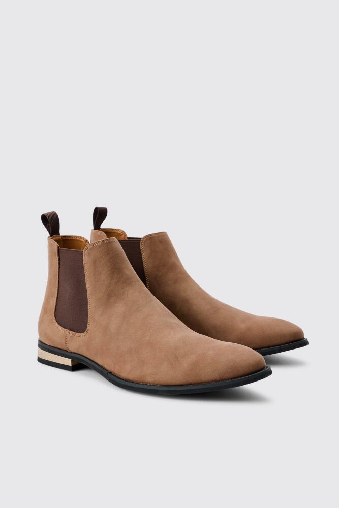 boohoo Mens Faux Suede Chelsea Boot In Tan - Brown Cover