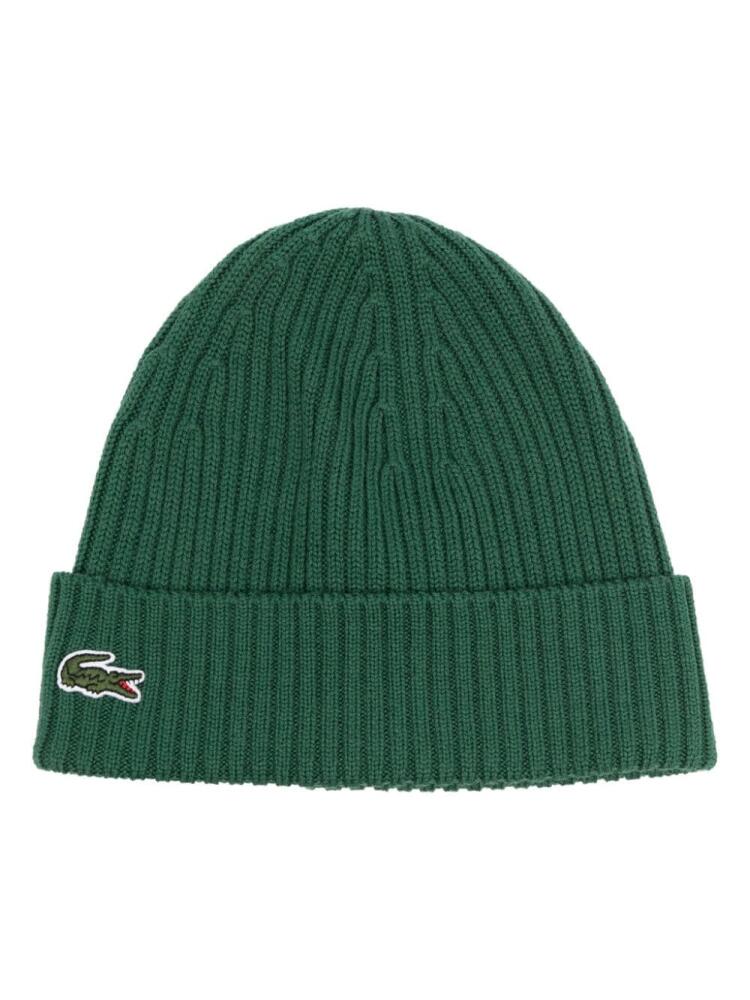 Lacoste logo-patch wool beanie - Green Cover