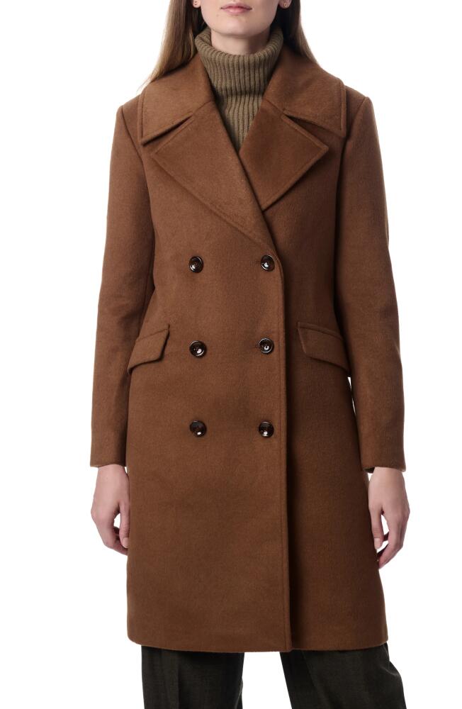 Bernardo Double Breasted Long Coat in Cigar Cover