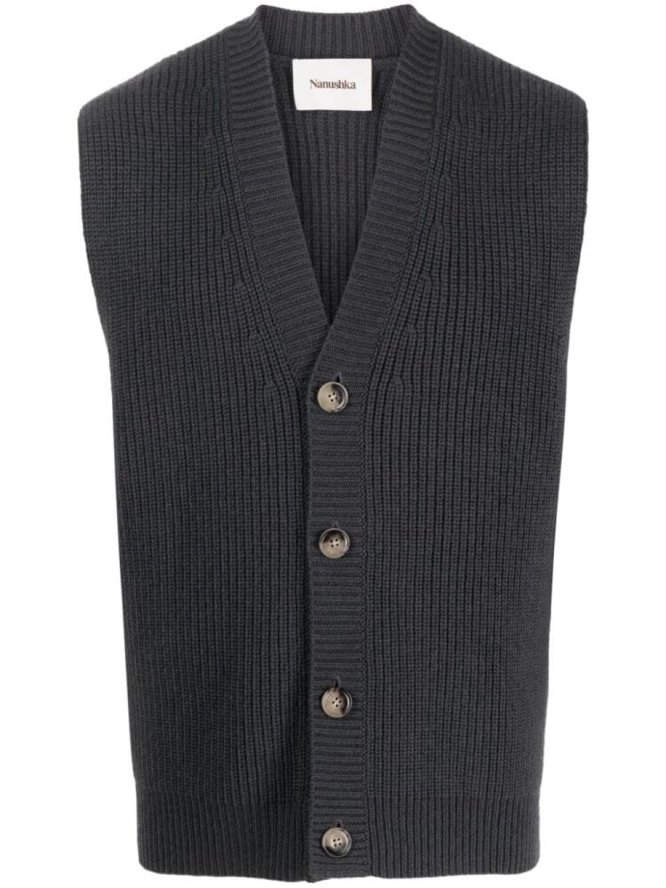 Nanushka sleeveless ribbed-knit cardigan - Grey Cover