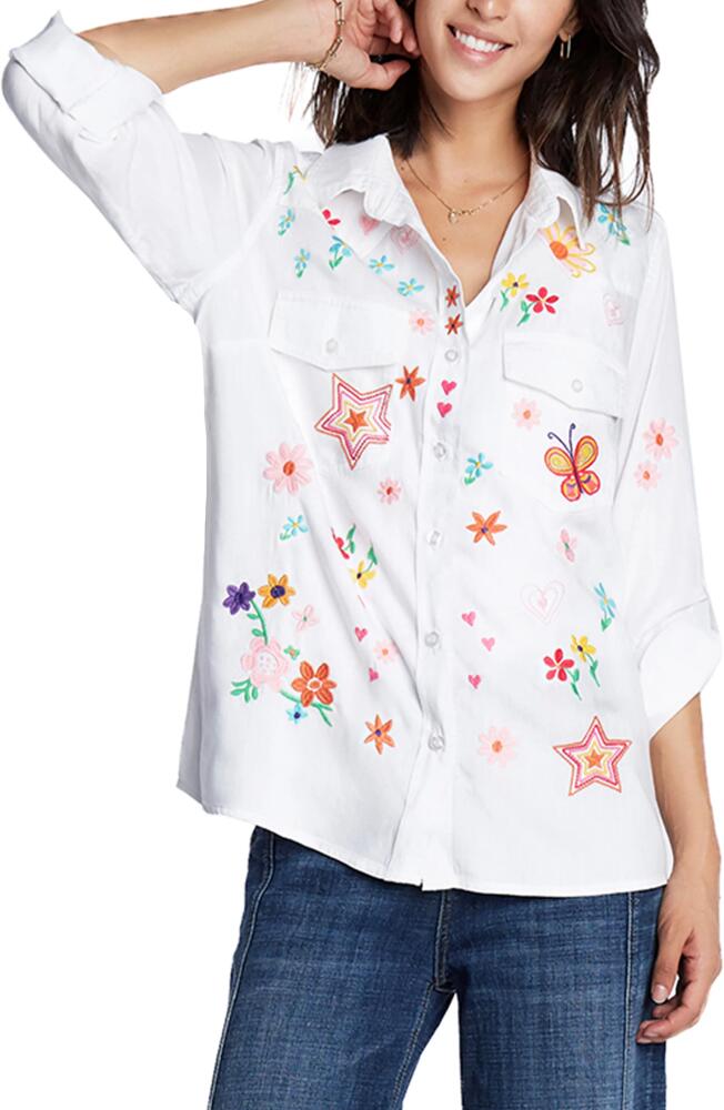 Billy T Sketchbook Embroidered Button-Up Shirt in White Cover