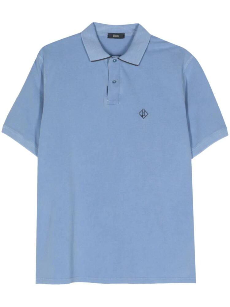 Herno logo-embroidered cotton polo shirt - Blue Cover