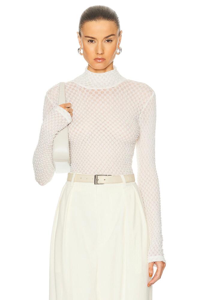 FRAME Mesh Turtleneck in White Cover