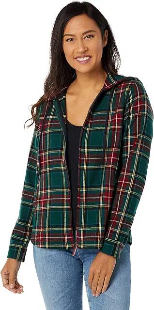 L.L.Bean Scotch Plaid Flannel Relaxed Fit Hoodie (Princess Mary) Women's Clothing Cover