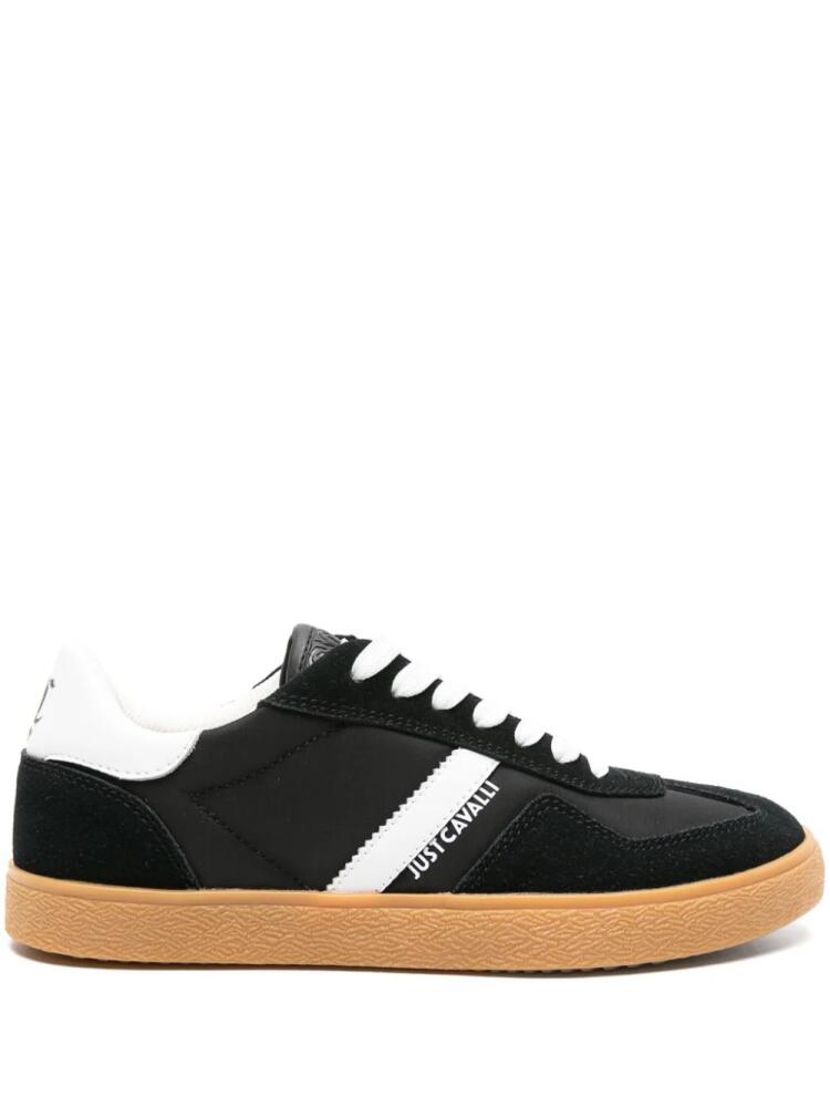 Just Cavalli panelled leather lace-up sneakers - Black Cover