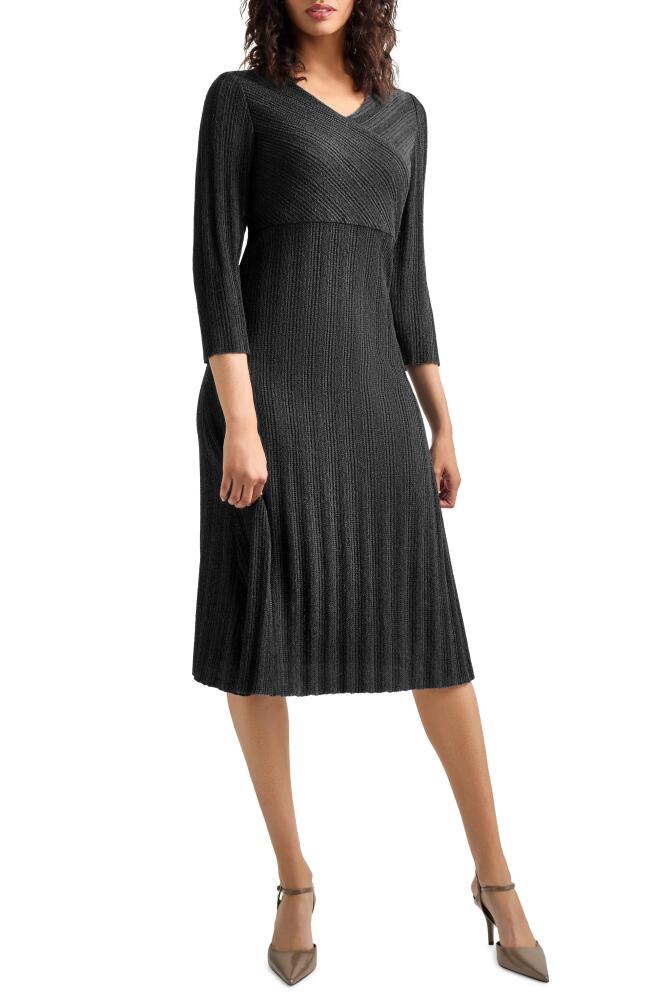 Misook Textural Stripe Midi Sweater Dress in Black Cover