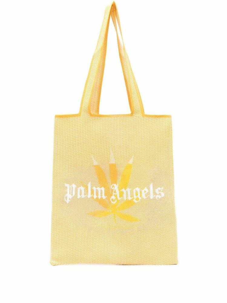 Palm Angels logo-print tote bag - Yellow Cover