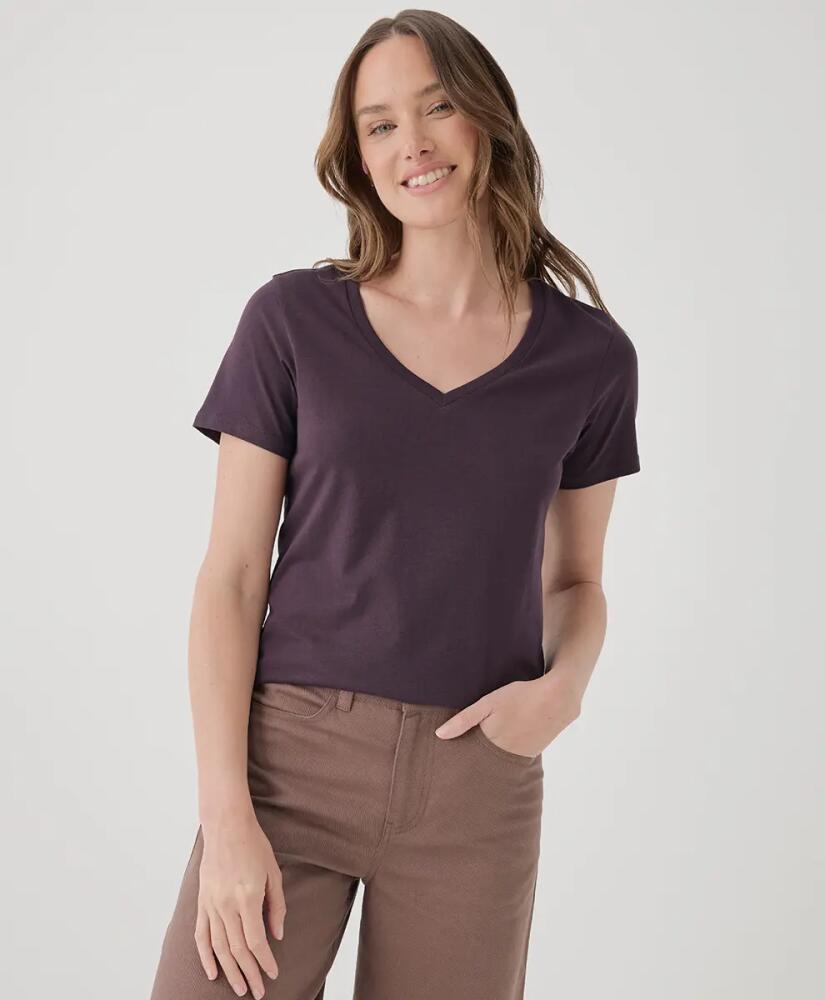 Pact Organic Cotton Softspun V-Neck Tee in Plum Cover