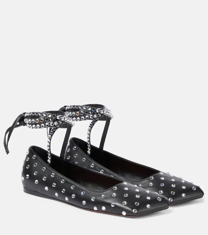 Amina Muaddi Ane embellished leather ballet flats Cover