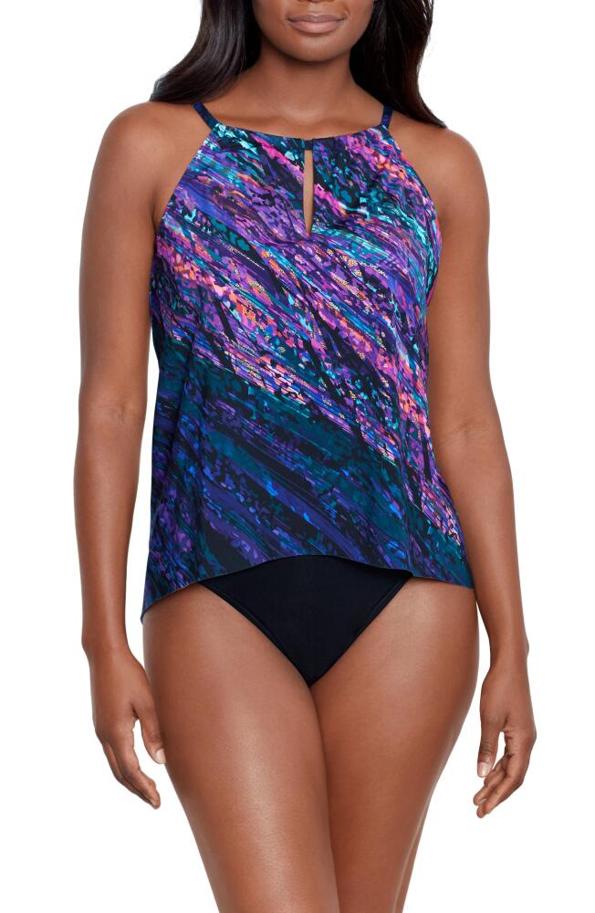 Miraclesuit Mood Ring Peephole Tankini Swim Top in Purple Multi Cover