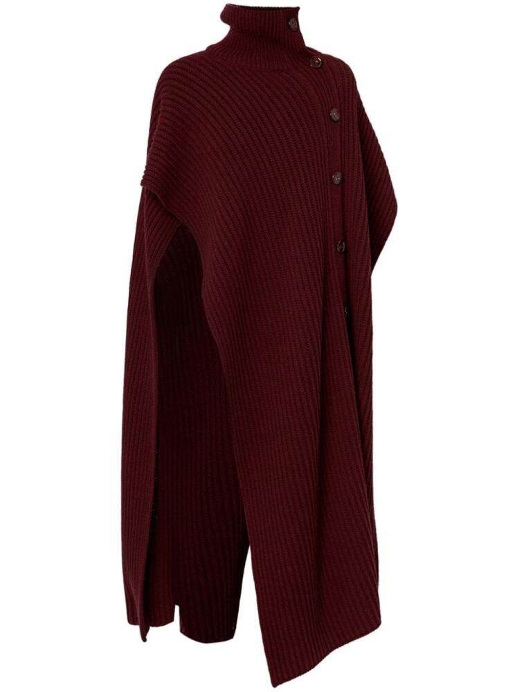 ERDEM ribbed-knit poncho - Red Cover