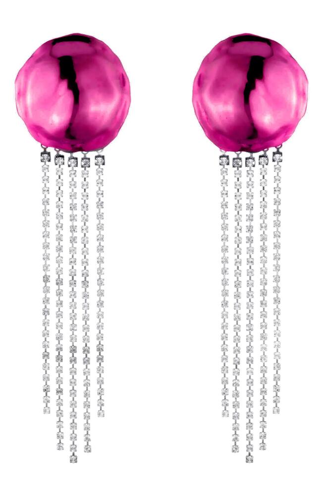 Sterling King Orbit Crystal Drop Earrings in Fuchsia Cover