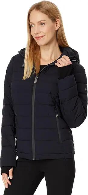 MICHAEL Michael Kors Zip Front Short Stretch M425125BZ (Navy) Women's Coat Cover