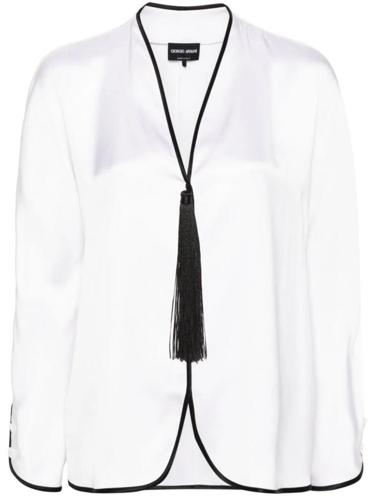 Giorgio Armani tassel-detail silk blouse - White Cover