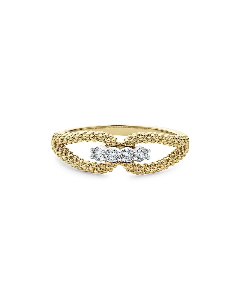 Lagos 18K White & Yellow Gold Signature Caviar Diamond Open Loop Ring - Exclusive Cover