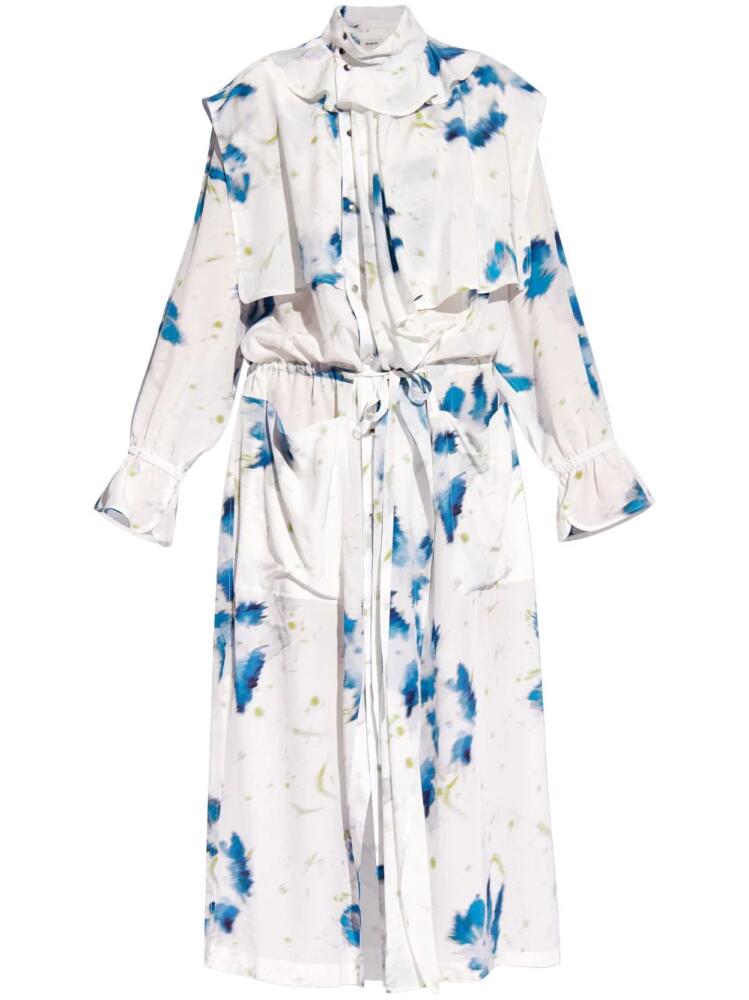 LEMAIRE floral-print layered shirtdress - White Cover