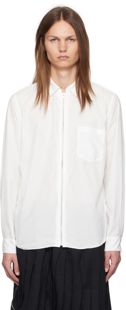 Black Comme des Garçons White Zip-Up Long Sleeve Shirt Cover