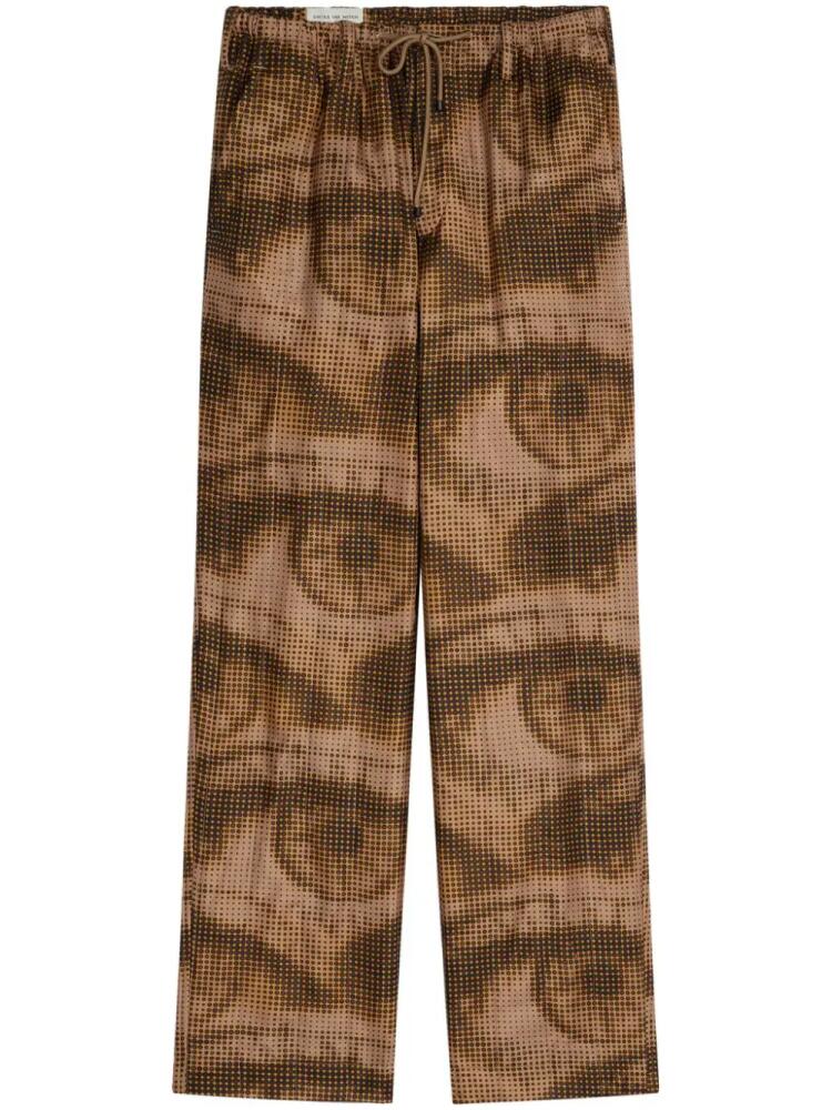 DRIES VAN NOTEN printed drawstring-waist trousers - Brown Cover