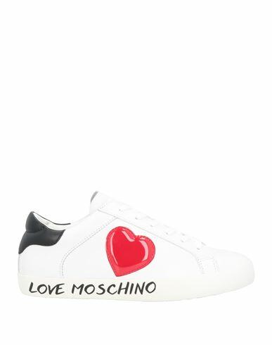 Love Moschino Woman Sneakers White Soft Leather, Textile fibers Cover