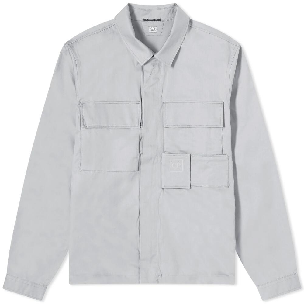 C.P. Company Men's Metropolis Gabardine Pockets Overshirt in Drizzle Cover