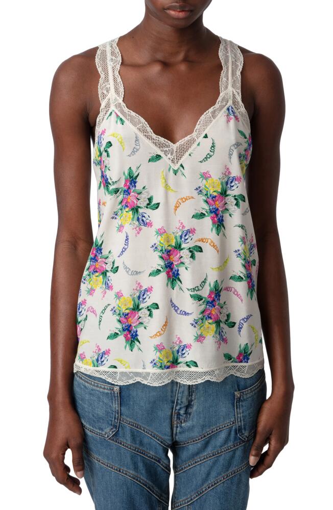 Zadig & Voltaire Chou Bouquet Print Tank in Mastic Cover