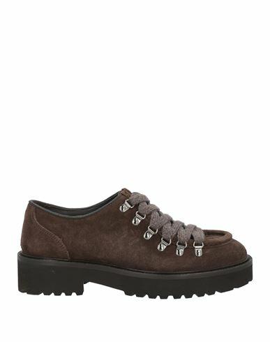 Doucal's Woman Lace-up shoes Dark brown Leather Cover