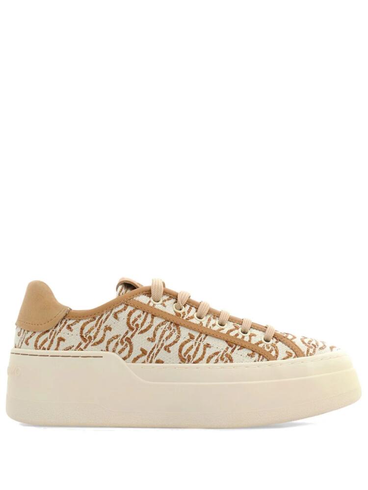 Ferragamo patterned-jacquard platform sneakers - Neutrals Cover