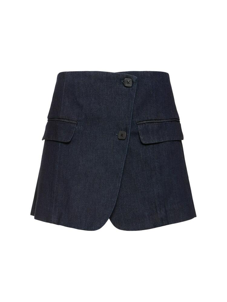 THE GARMENT Enya Cotton Denim Wrap Mini Skirt Cover