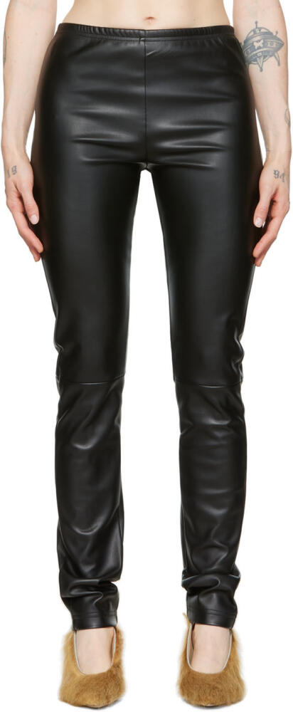 MM6 Maison Margiela Black Faux-Leather Leggings Cover