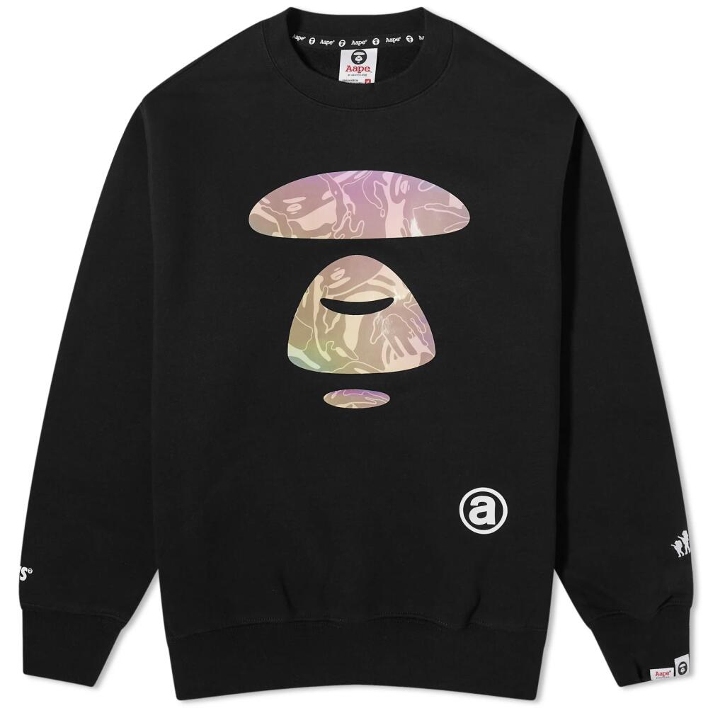 Men's AAPE Big Face Laser Foil Camo Crew Sweat in Black Cover